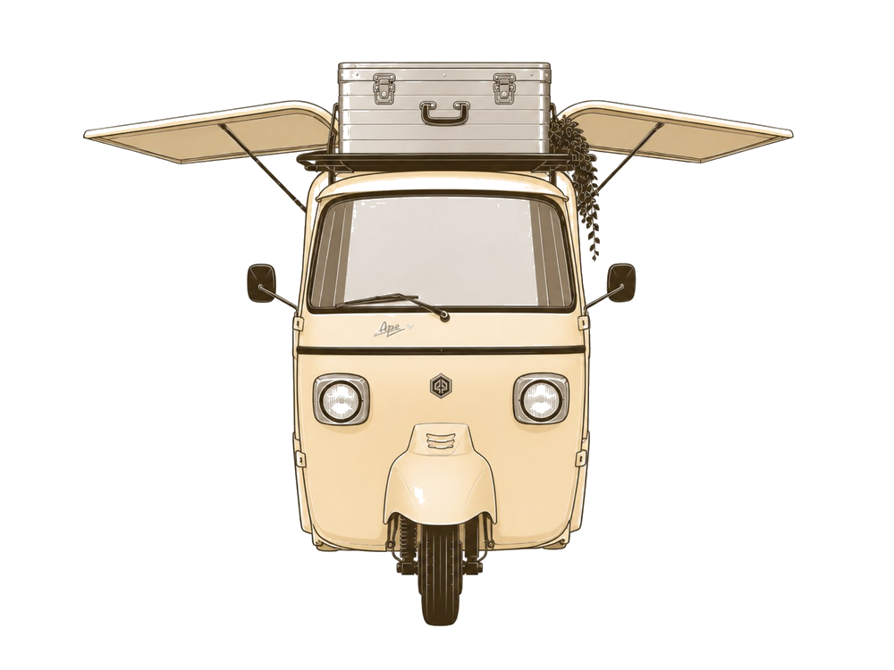 wäldlich mobile Café-Ape Piaggio — Kaffeebar auf Rädern am Flowtrail Stromberg